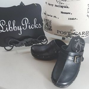 Abeo B.I.O.System Fay black leather clogs sz 6.5